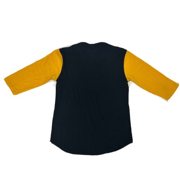 Boston Bruins Shirt Women's M Black Yellow Mitchell & Ness 3/4 Sleeve Henley NHL - Picture 5 of 9